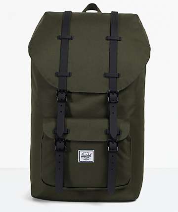 Herschel Supply Co. Little America Forest & Black Leather Backpack