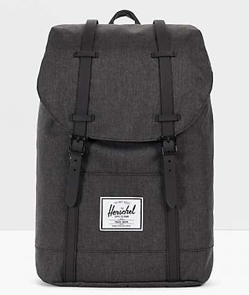 Herschel Supply Co. Retreat mochila negra de líneas cruzadas