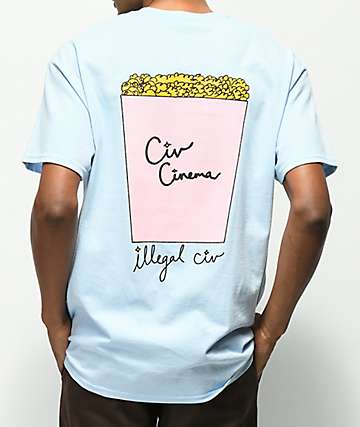 Illegal Civilization Popcorn camiseta azul claro con bolsillo