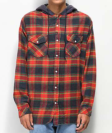 Imperial Motion Greenwich camisa de franela con capucha roja