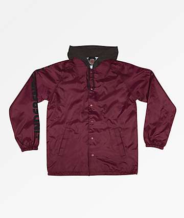 Independent Tonal Bar Cross Burgundy Hooded Coaches Jacket