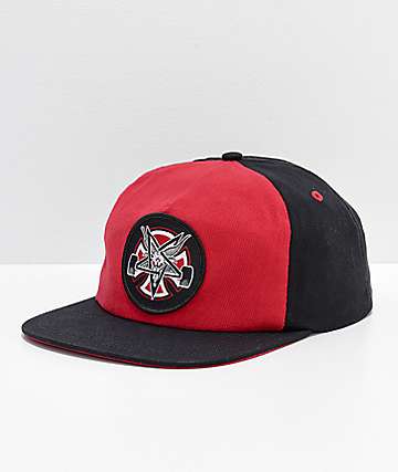 Independent x Thrasher Pentagram gorra de béisbol en negro y rojo