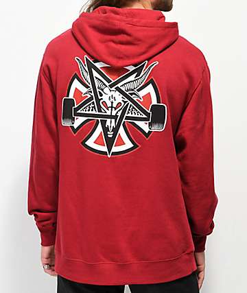Independent x Thrasher Pentagram sudadera roja con capucha