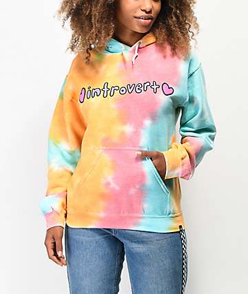 JV by Jac Vanek Introvert Orange, Pink & Blue Tie Dye Hoodie