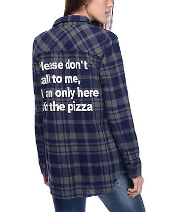 JV by Jac Vanek Pax Navy & Grey Pizza Flannel Shirt