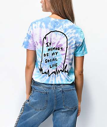 JV by Jac Vanek RIP Social Life Blue & Purple Tie Dye T-Shirt