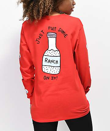 JV by Jac Vanek Throw Some Ranch On It Red Long Sleeve T-Shirt