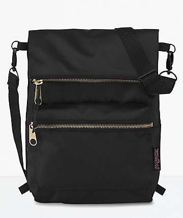 JanSport Indio Black & Gold Convertible Mini Backpack