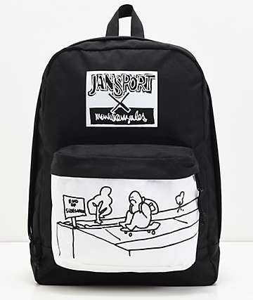 JanSport x Mark Gonzales The Gonz FX mochila negra y blanca