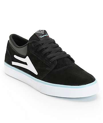 Lakai x Diamond Supply Griffin Black & White Suede Skate Shoes