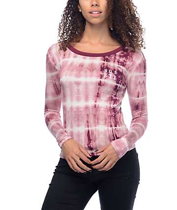 Lunachix Boi Bye Burgundy Tie Dye Long Sleeve Ringer T-Shirt