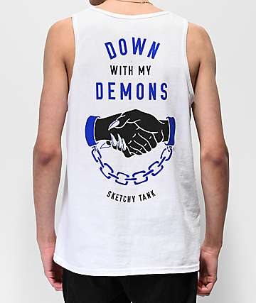 Lurking Class By Sketchy Tank Down With My Demons White Tank Top