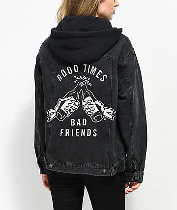 Lurking Class By Sketchy Tank Good Times Bad Friends Trucker Jacket