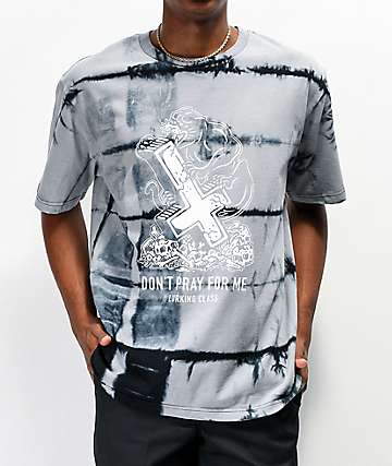 Lurking Class by Sketchy Tank Don't Pray For Me Grey Tie Dye T-Shirt