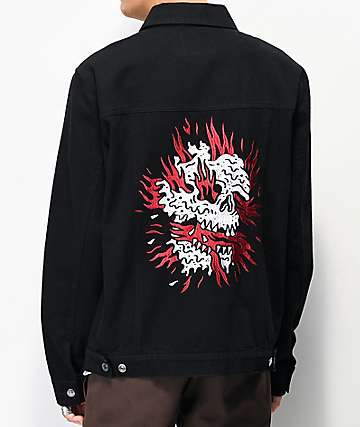 Lurking Class by Sketchy Tank Flames Black Denim Jacket
