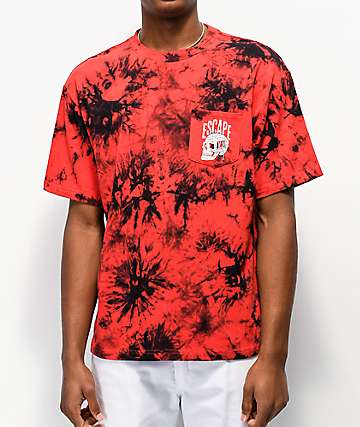 Lurking Class by Sketchy Tank Pocket Red & Black Wash T-Shirt