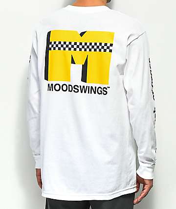 Moodswings Checkered Cab Logo White & Yellow Long Sleeve T-Shirt