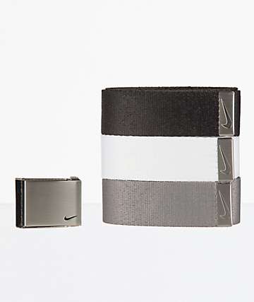 Nike Essentials 3 Pack Grey, White & Black Web Belts