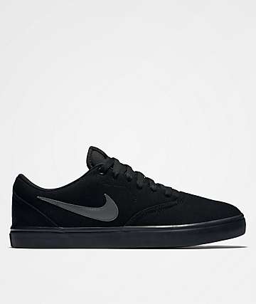 Nike SB Check Solarsoft All Black Canvas Skate Shoe