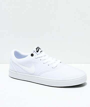 nike sb check solarsoft white canvas skate shoes