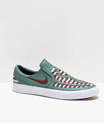Nike SB Janoski Premium Crafted Green Slip On Skate Shoes