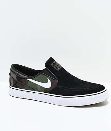 Nike SB Janoski Slip-On zapatos de skate en negro y camuflaje