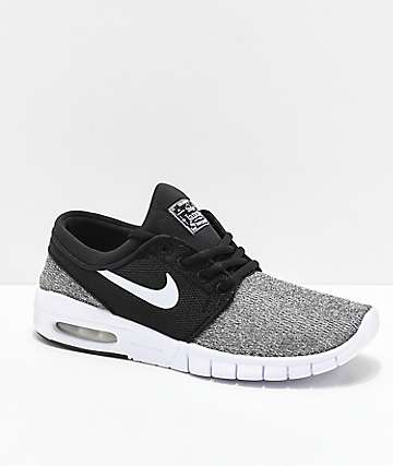 Nike SB Kids Janoski Air Max Black & Grey Skate Shoes