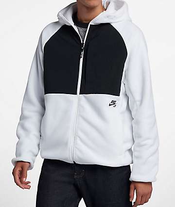 Nike SB Polar Tech White & Black Colorblock Hoodie