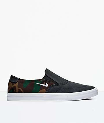 Nike SB Portmore II Solar Black & Camo Slip-On Shoes