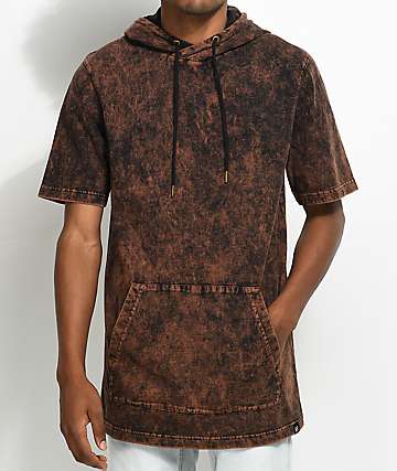 Ninth Hall Atmosphere Brown & Black Rush Wash Short Sleeve Hoodie