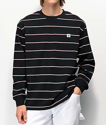 Ninth Hall Replay Black, White and Red Stripe Long Sleeve T-Shirt