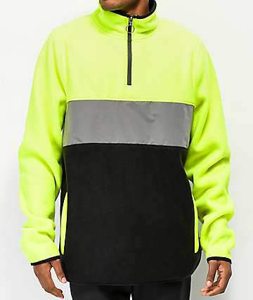 Ninth Hall sudadera de polar técnico verde neón, gris y negro