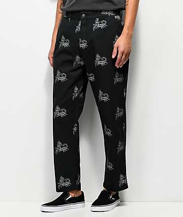 Obey Hardwork Labor pantalones de trabajo en negro y blanco