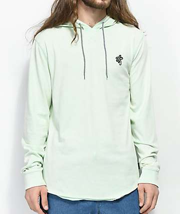 Ocean Current Explore Fiji Mint Green Hooded Long Sleeve Shirt
