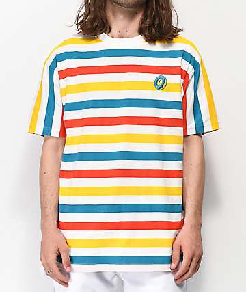 Odd Future Big Stripe White, Orange, Yellow and Blue T-Shirt