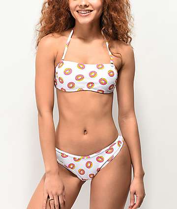 Odd Future Donuts High Leg White Cheeky Bikini Bottom