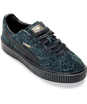PUMA Suede Platform Elemental Black Shoes (Womens)