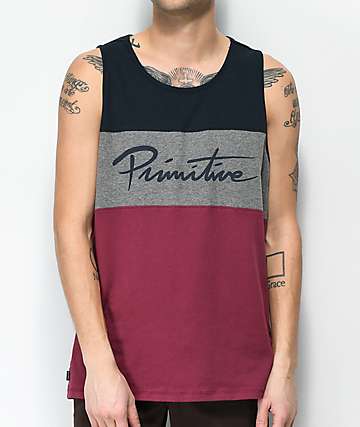 Primitive Nuevo League camiseta sin mangas granate, gris y azul