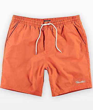 Primitive River shorts de baño con pretina elástica en color naranja