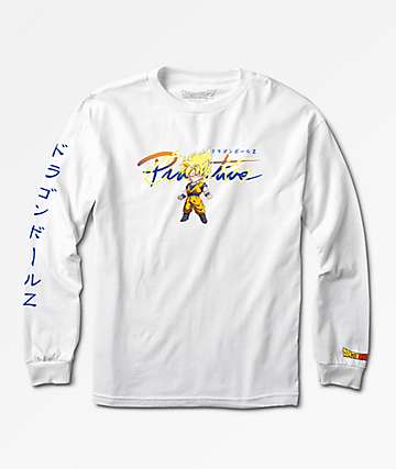 Primitive x Dragon Ball Z Boys Nuevo Goku Saiyan White Long Sleeve T-Shirt