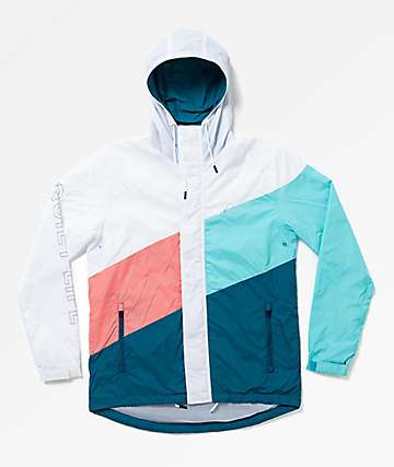 Quiet Life Sierra White, Coral & Blue Windbreaker Jacket