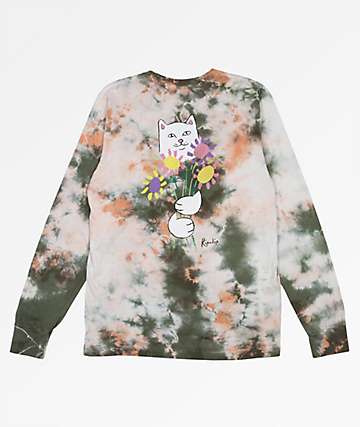 RIPNDIP Flowers For Bae Green & Pink Acid Wash Long Sleeve T-Shirt