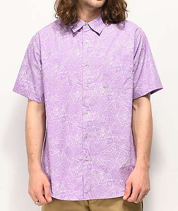 RIPNDIP Nermal Line Camo Purple Short Sleeve Button Up Shirt