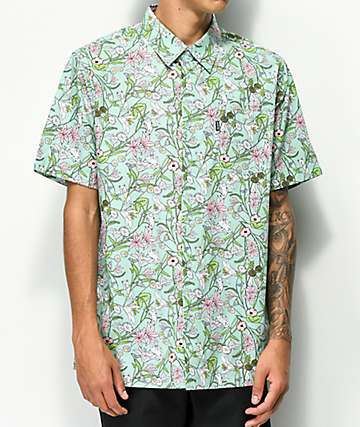 RIPNDIP Nermal camisa de manga corta turquesa con estampado floral