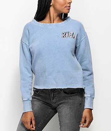 Crewnecks | Zumiez RVCA Block Ace Blue Crew Neck Sweatshirt