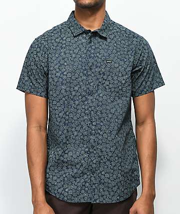RVCA Cleta camisa de manga corta en azul marino y color menta