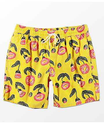 RVCA LP shorts de baño con pretina elástica en amarillo floral