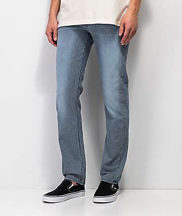 Rustic Dime Union Pacific Blue & White Pinstriped Tapered Jeans