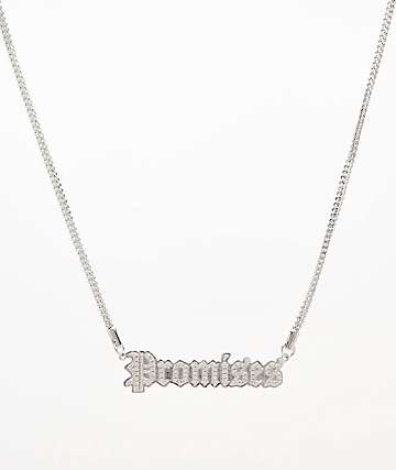 Saint Midas x Broken Promises Iced Slogan 20" Silver Herringbone Chain Necklace