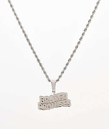 Saint Midas x Broken Promises Mini Iced Wave 20" Silver Rope Chain Necklace